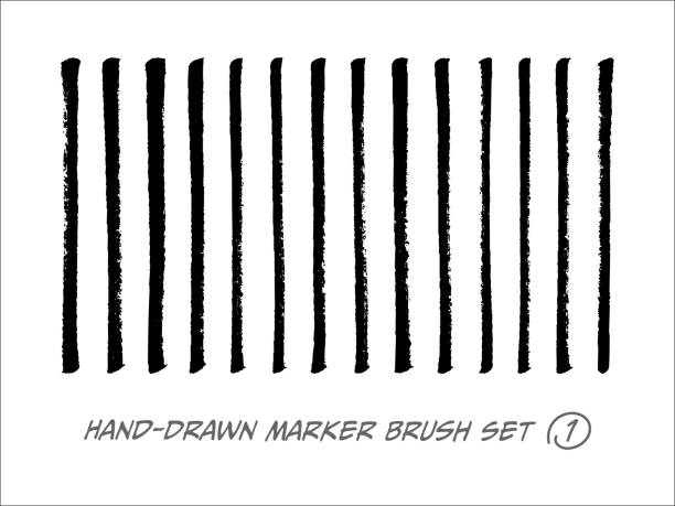 Hand-Drawn Marker Brush Vector Set Hand-Drawn Marker Brush Vector Set on the White Background permanent marker stock illustrations