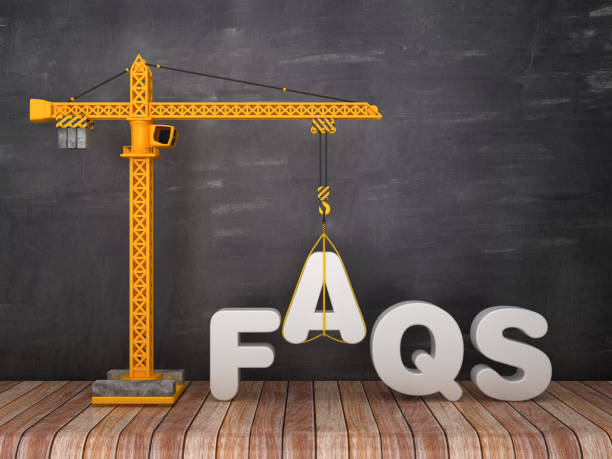 istock Tower Crane with FAQS on Chalkboard Background - 3D Rendering 1135710888