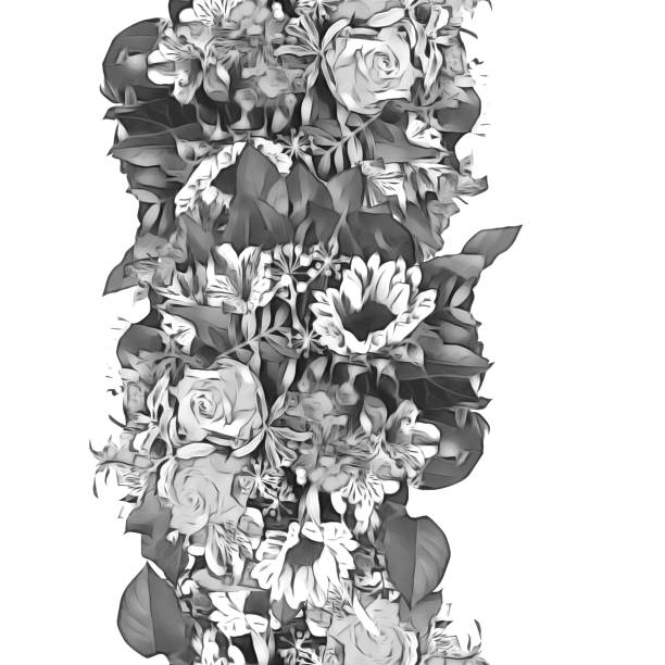 istock Bouquet of flowers, seamless garland. 1135712768