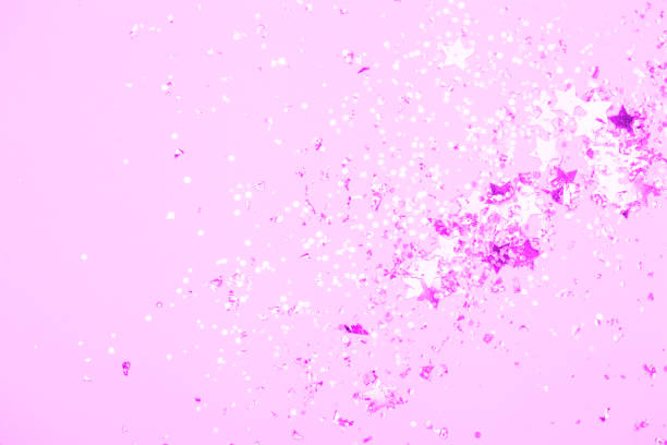 istock Pink confetti background. Top view, flat lay. 1135713416