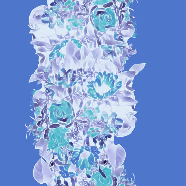 istock Bouquet of flowers, seamless garland. 1135713744