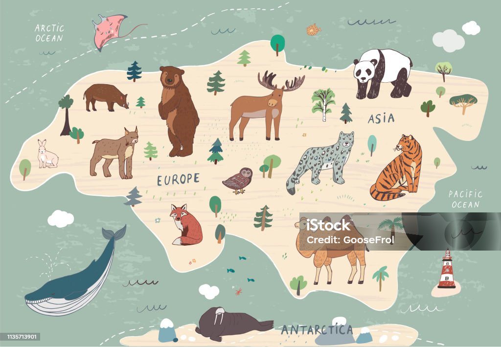 Animals of Eurasia illustrations set Animals of Eurasia illustrations vector hand drawn set Owl stock vector