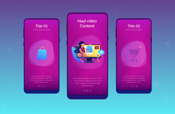 ilustrações de stock, clip art, desenhos animados e ícones de shopping sprees video app interface template. - sprees
