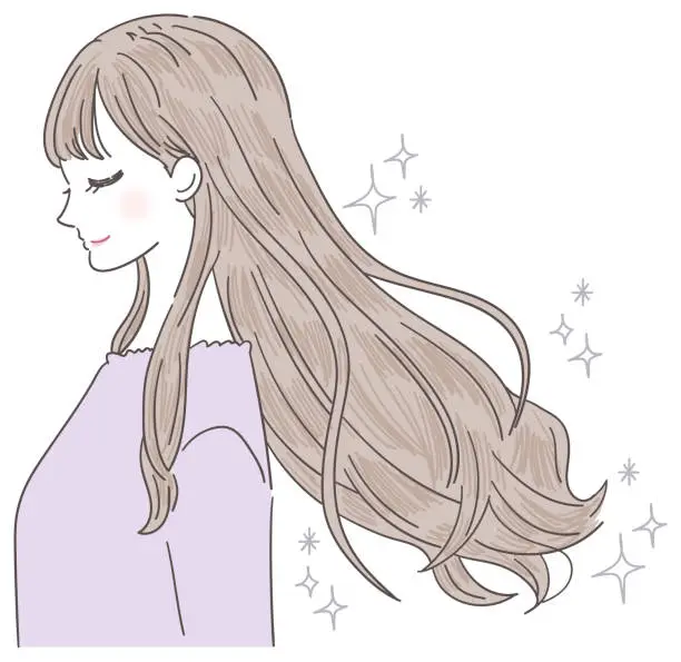 Vector illustration of Young lady's hair is beautiful