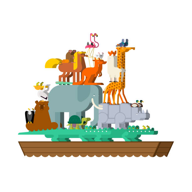 istock Noah Ark and animals. Pairs of beasts. Rescue from flood. Big ancient ship from bible. Biblical boat 1135715537