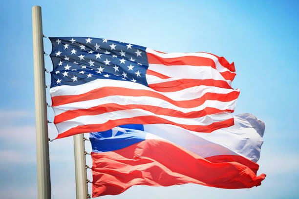 istock Flags of the USA and Chile 1135720282