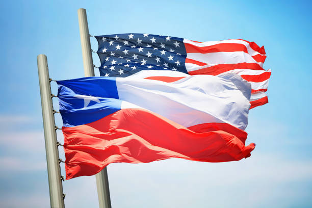 istock Flags of Chile and the USA 1135720298