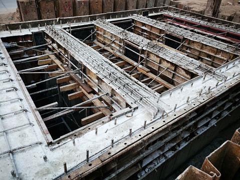 Floor slabs are under construction at a construction site