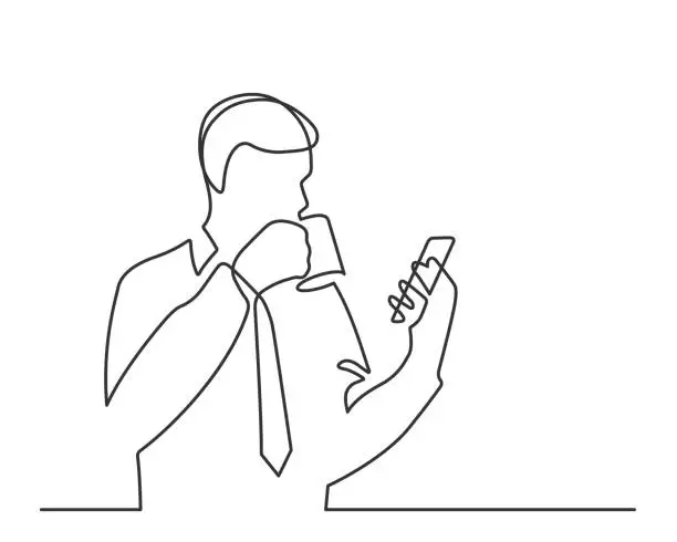 Vector illustration of one line man coffee