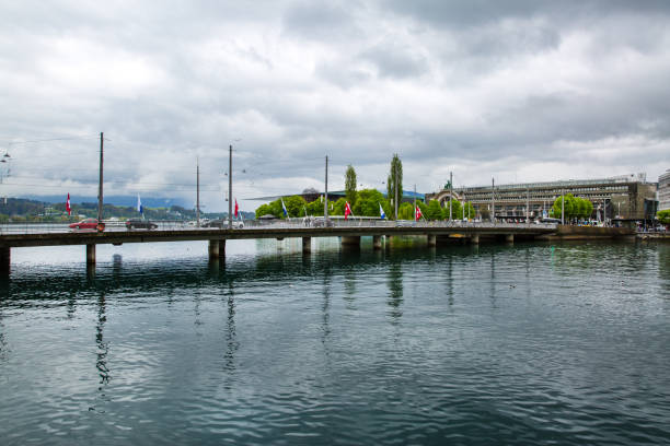 istock Bridge With Flags in Lucerne, Switzerland 1135725011