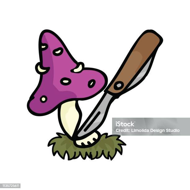 Cute Mushroom Hunting Cartoon Vector Illustration Stock Illustration - Download Image Now - Agaric, Autumn, Botany