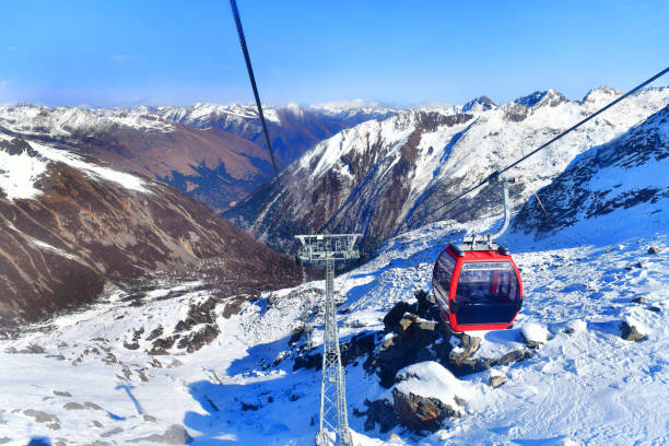 istock Cable car with scenic skyline landscape snow mountain view , China 1135726527