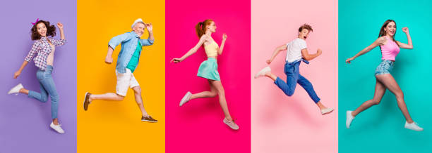 Full size body length view portrait of cheerful cheery glad dreamy sporty people in a striped T-shirt overalls activity lifestyle dream isolated on different color bright vivid shine background Full size body length view portrait of cheerful cheery glad dreamy sporty people in a striped T-shirt overalls activity lifestyle dream isolated on different color bright vivid shine background canvas shoe photos stock pictures, royalty-free photos & images