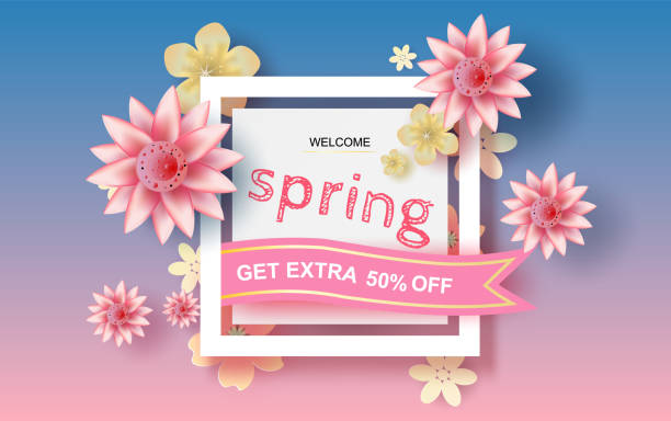 istock 3D Paper art and craft of Floral rectangle frame with place for text, Spring season Floral concept with flowers of pastel sweet tone color,Lovely cute with colorful frame,cut,vector.illustration. 1135730013