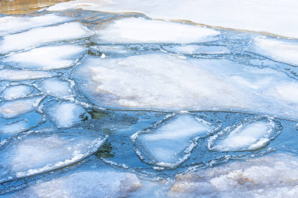 istock Rounded ice floes in the bay on the water in spring. 1135730325