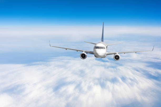istock Modern airplane mith motion blur effect travel at sunny bright day 1135730507