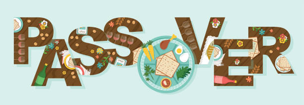 ilustrações de stock, clip art, desenhos animados e ícones de abstract passover with seder plate in the middles- vector - passover seder plate seder judaism