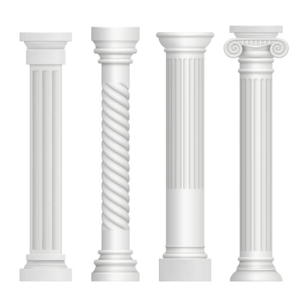 アンティークのコラム。歴史的なギリシャの柱古代の建物の建築芸術の彫刻ベクトル現実的な写真 - column点のイラスト素材／クリップアート素材／マンガ素材／アイコン素材