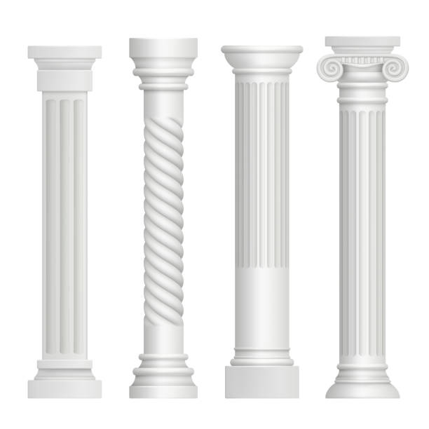 ilustrações de stock, clip art, desenhos animados e ícones de antique column. historical greek pillars ancient building architecture art sculpture vector realistic pictures - ionic