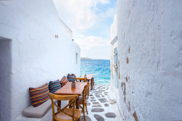 Mykonos alley in Mykonos cyclades islands stock pictures, royalty-free photos & images