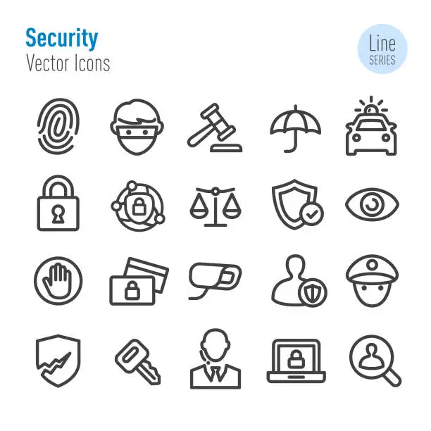 Vector illustration of Security Icons Set - Vector Line Series