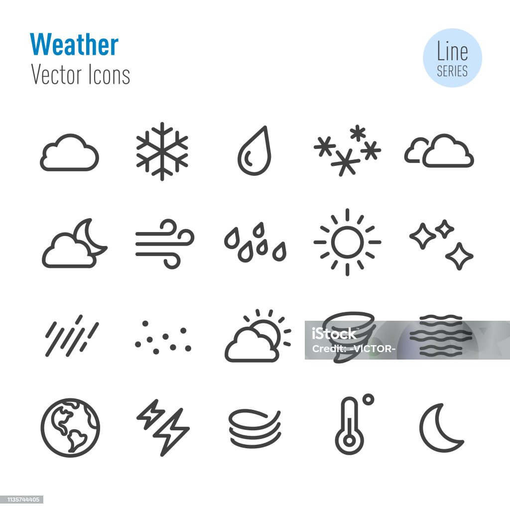 Weather Icon - Vector Line Series Weather, Meteorology, Climate, Icon stock vector