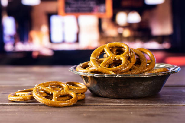 istock Mini salted pretzels with restaurant 1135765165