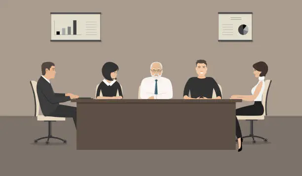 Vector illustration of Office workers during the meeting