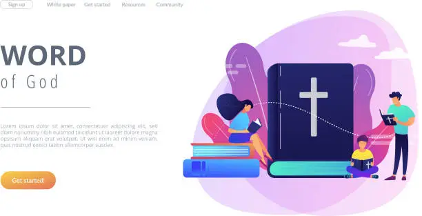 Vector illustration of Holy bible concept landing page.