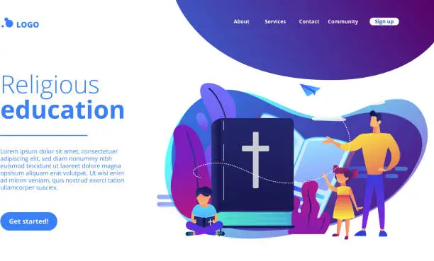 Vector illustration of Religious summer camp concept landing page.