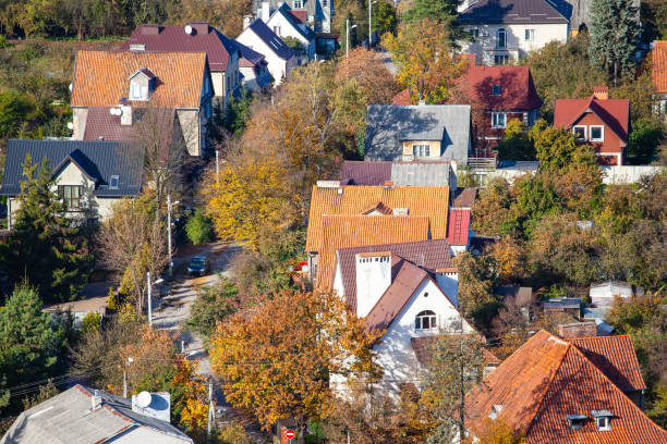 istock street with small cozy private houses 1135767890