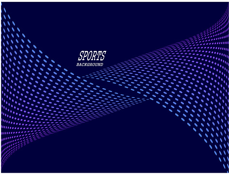 abstract sports background, lines of ellipses create the appearance of twisting on a blue background, the inscription sports background