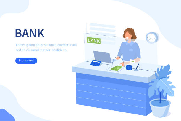 bank cashier Bank cashier behind cash department window. Can use for web banner, infographics, hero images. Flat isometric vector illustration isolated on white background. retail clerk illustrations stock illustrations
