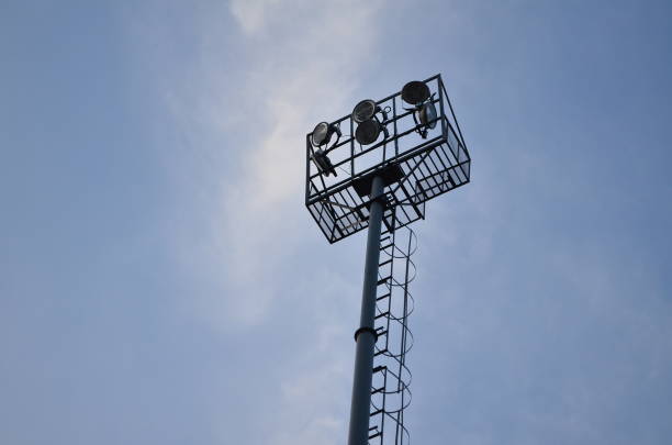 Game sports is on floodlights stadium sky view