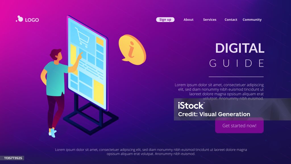 Digitl Guide Digital Guide Isometric 3d Landing Page Stock Illustration - Download ...