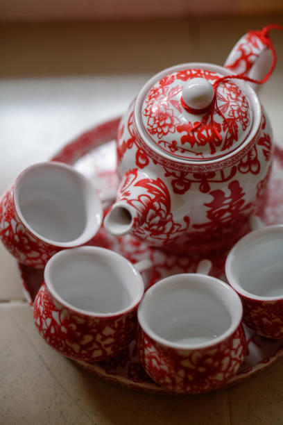 istock Traditional Chinese tea set for Chinese wedding 1135773697