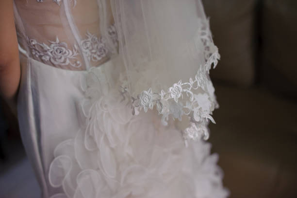 Wedding veil and wedding dress