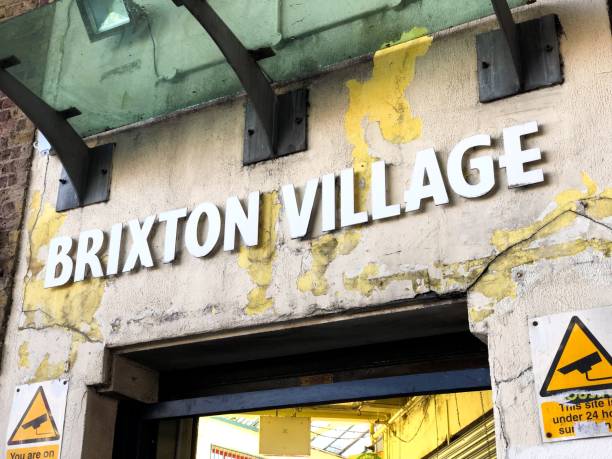 Brixton Brixton village entrance sign. brixton stock pictures, royalty-free photos & images