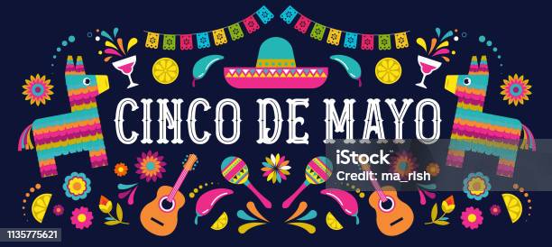 Revocación muñeca conjunto Ilustración de Cinco De Mayo5 De Mayo Vacaciones Federales En México Banner  De Fiesta Y Diseño De Cartel Con Banderas Flores Decoraciones y más  Vectores Libres de Derechos de Cinco de mayo -