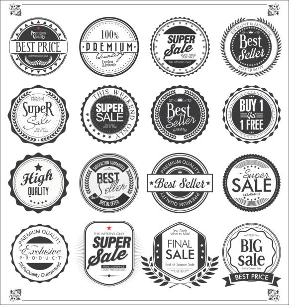 retro-vintage-abzeichen und etiketten-sammlung vektor - old ribbon banner seal stamper stock-grafiken, -clipart, -cartoons und -symbole