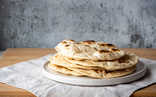 Traditional flat bread, naan bread.