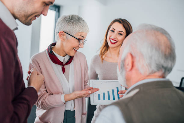 istock Business woman using diagram 1135777881