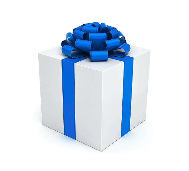 pudełko na prezent z niebieskie wstążki i łuk - blue bow ribbon gift zdjęcia i obrazy z banku zdjęć