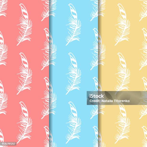 Feather Abstract Patterns Feather Seamless Pattern Hand Drawn Sketch Stock Illustration ...