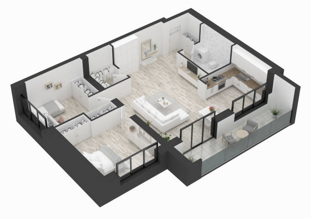 istock Floor plan of a home top view. Open concept living apartment ...