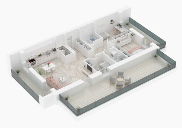 istock Floor plan of a home top view. Open concept living apartment layout 1135784278
