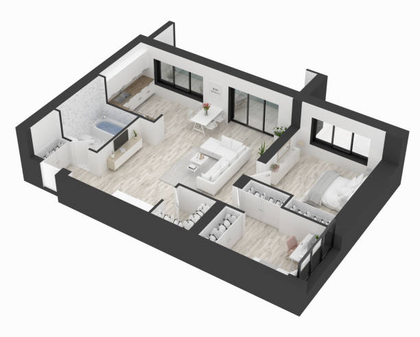 istock Floor plan of a home top view. Open concept living apartment layout 1135784280
