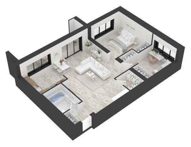 istock Floor plan of a home top view. Open concept living apartment layout 1135784294