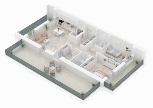 istock Floor plan of a home top view. Open concept living apartment layout 1135784295