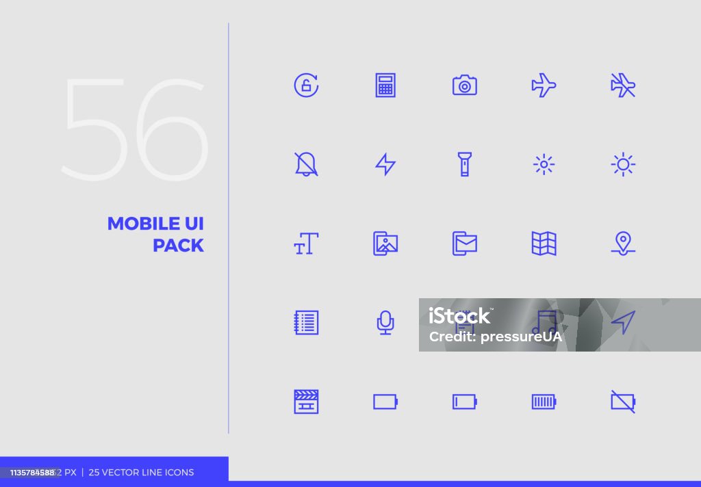 Vector Line Icons Mobile UI Pack Simple line icons pack of smartphone user interface control. Vector pictogram set for mobile phone user interface design, UX infographics, web apps, business presentation. Sign and symbol collection. Generic - Description stock vector